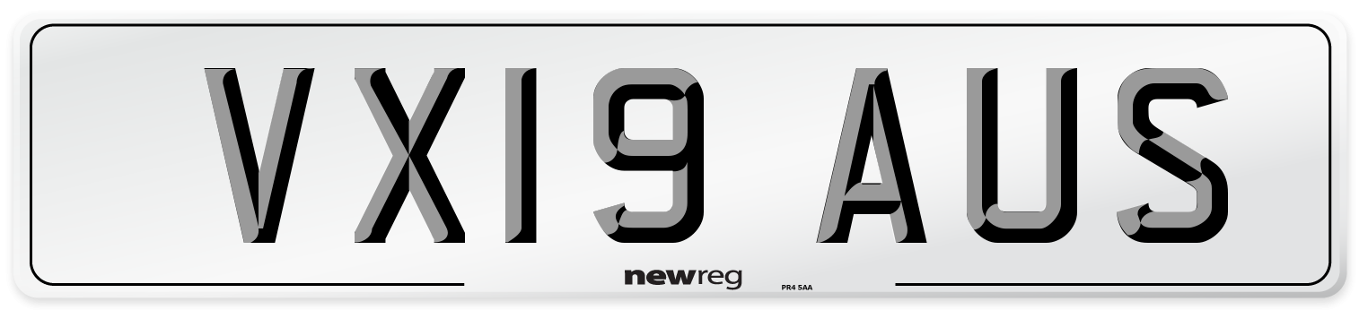 VX19 AUS Number Plate from New Reg